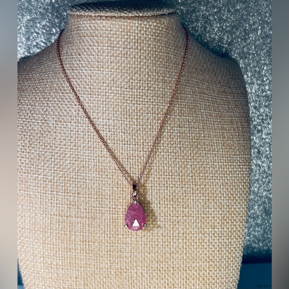 Bomb Party Lab Created Pink Ice Crystal on Rose Gold Plating Necklace New - Picture 2 of 8